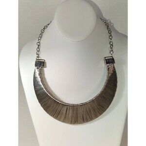 Brutalist Punk Wired Silver Tone Bib Statement Necklace